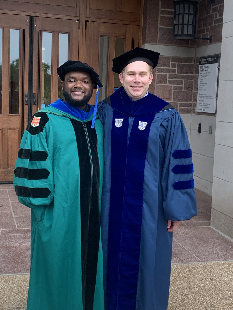 Hooding ceremony with @BryantJMoy yesterday.  (Managed to take some pics just before the tornado sirens started.) @WUSTLPoliSci