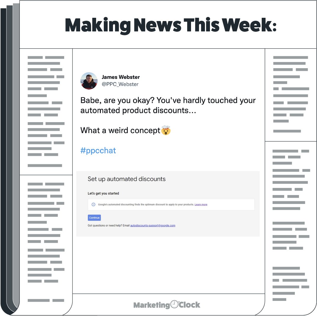MarketingOClock's tweet photo. On this week's show...

@PPC_Webster shows us why we really can't (dis)count on automation for everything

Watch the full show: https://t.co/zaZRSWKZcD https://t.co/BAXs8VyLIZ
