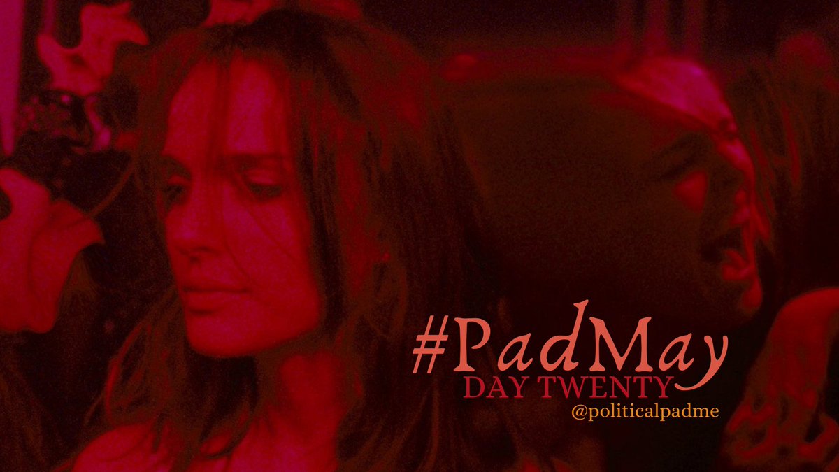 An image of women dancing at a club. One is spaced out and one is exuberant. Both are Natalie Portman (Padmé). 