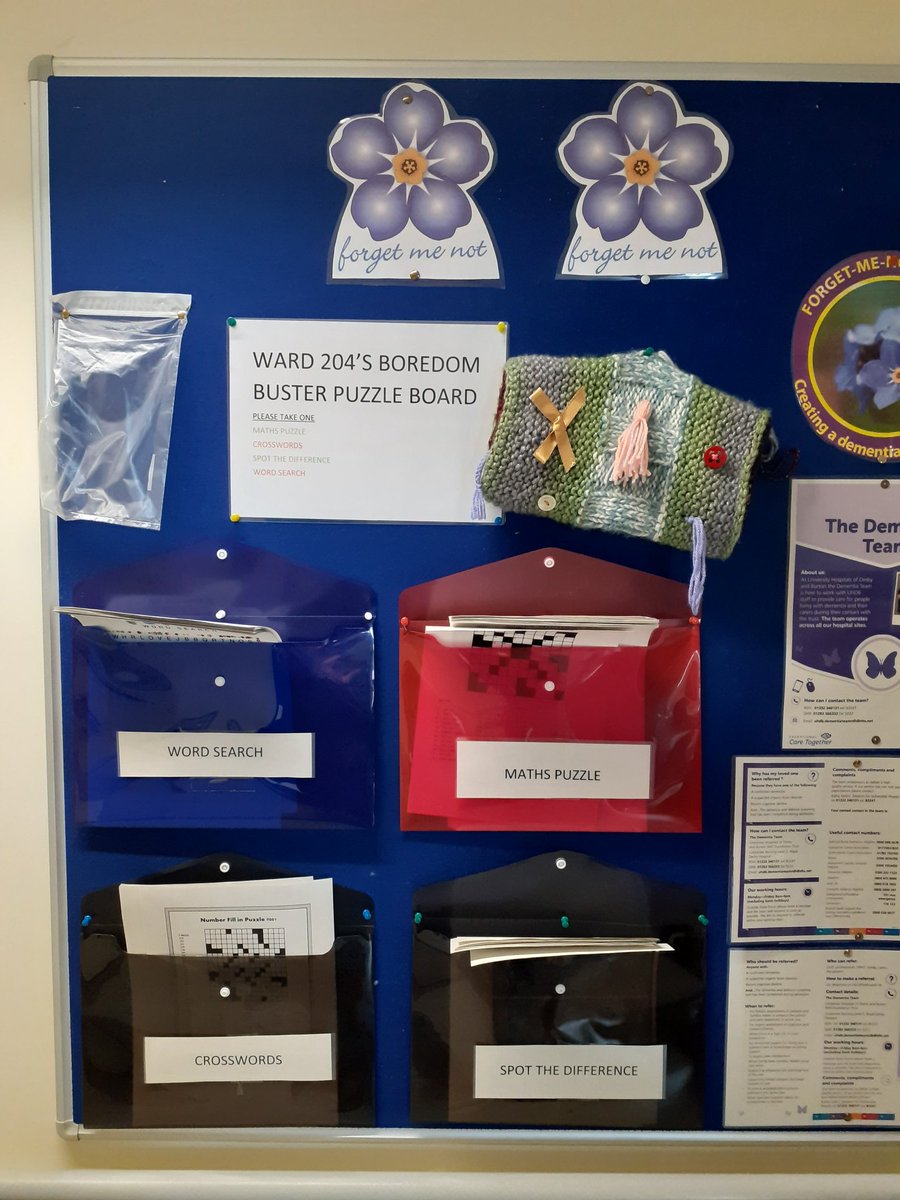gillogden66's tweet photo. Great useful information on dementia for carers and staff on ward 204. Also love the boredom busters 💕 https://t.co/PzXRtET89q