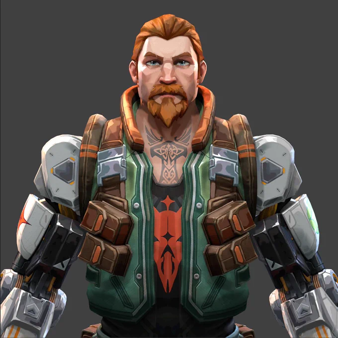 Here's the texture work I did on Breach for Fade's cinematic trailer. The biggest challenge here was getting his arms to look right.

#valorant 