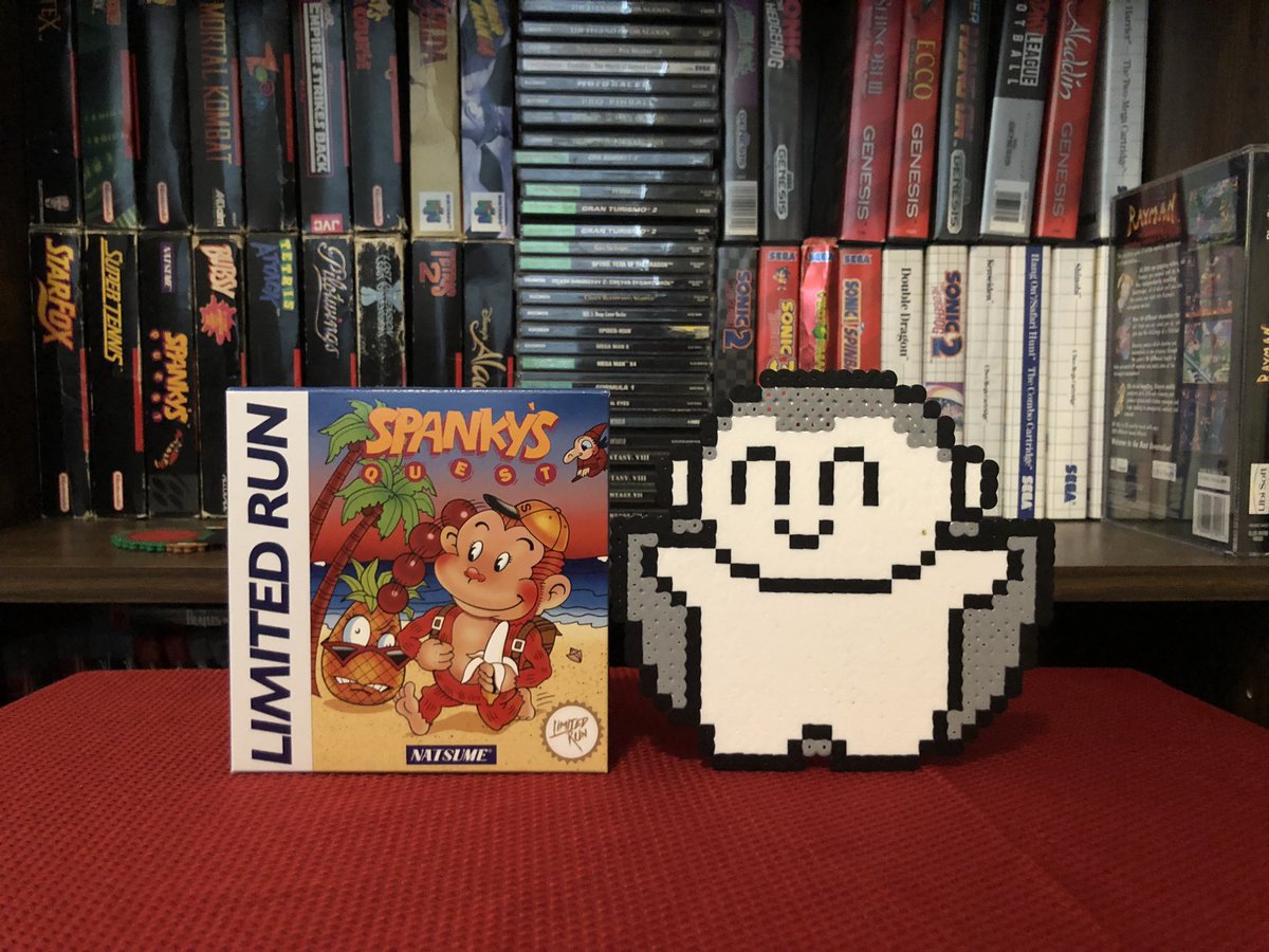 pixelsrebuilt's tweet image. Game #106: Spanky’s Quest! This version is a reprint from @LimitedRunGames of a classic puzzle/platformer! I’m a huge fan of the SNES game and this one is also excellent! #RETROGAMING #perler #pixels #gameboy #limitedrun
