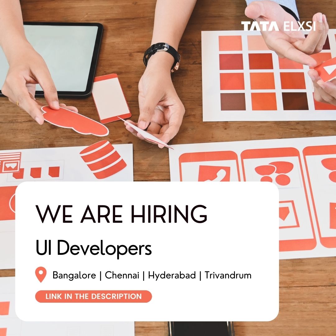 tataelxsi's tweet photo. We are looking for UI Developers.

To apply, click here: https://t.co/XGgT3LoTVV 

#tataelxsi #tataelxsijobs #engineering #careers #jobopportunities #UI #UIDevelopers https://t.co/5Oy5rX5GKb