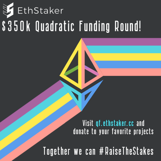 Do you care about decentralization and public goods? Your time is now! Donate to any of the projects participating in the @EthStaker Quadratic Funding round, and unlock over $350k in matching funds! #Raisethestakes qf.ethstaker.cc/#/projects