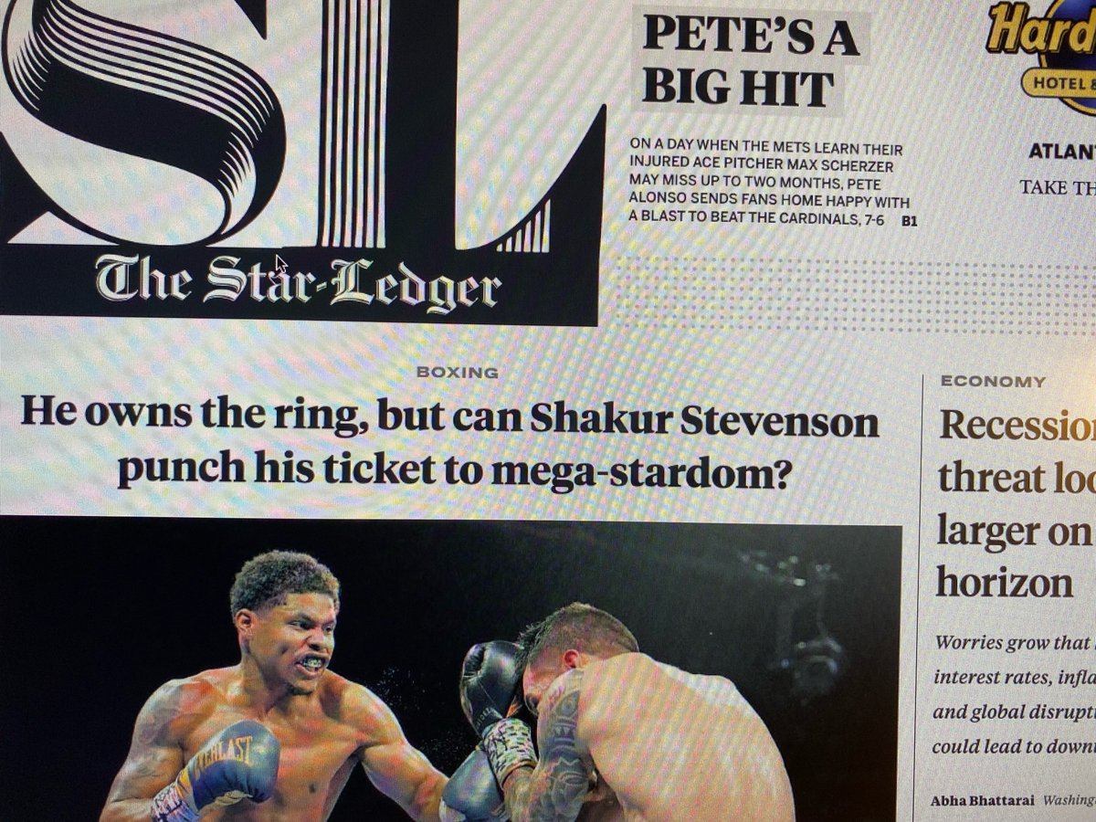 Steve Politi (@stevepoliti) on Twitter photo Newark's <a href="/ShakurStevenson/">Shakur Stevenson</a> landed on the front page of Newark's newspaper today. Full story, ICYMI: nj.com/sports/2022/05… Newark's <a href="/ShakurStevenson/">Shakur Stevenson</a> landed on the front page of Newark's newspaper today. Full story, ICYMI: nj.com/sports/2022/05…