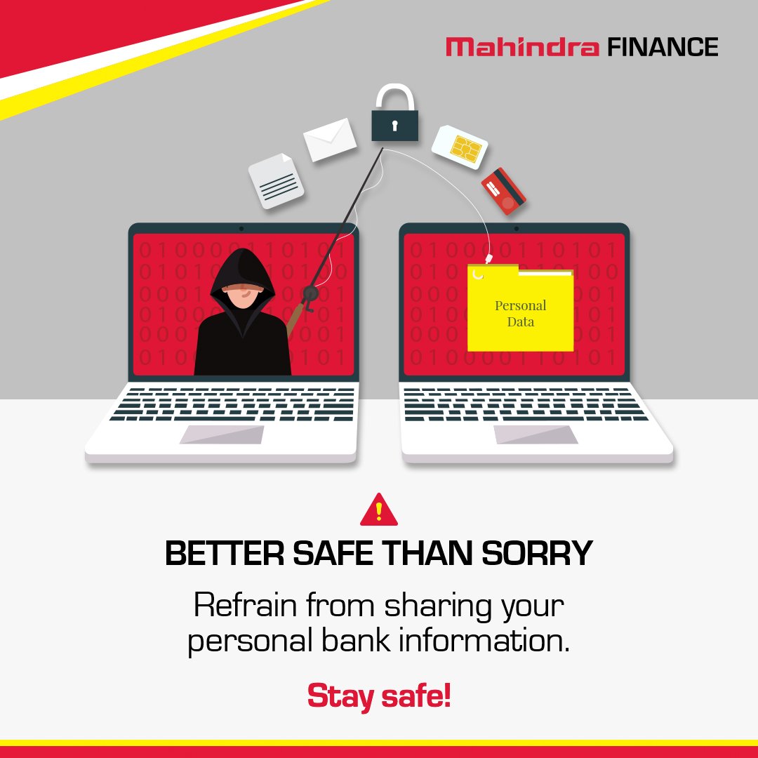 MahindraFin's tweet photo. When asked for your account details and password for making any financial payments, make sure to cross check the source before proceeding. Your cyber safety is in your hands!

#MahindraFinance #CyberSecurity https://t.co/BxzyIE2z7h