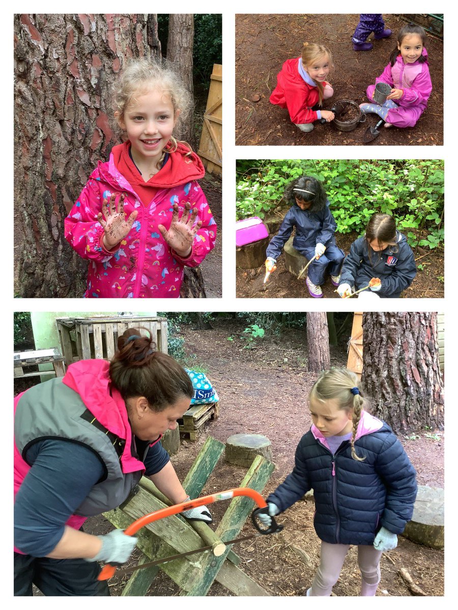 At Forest School today, we learnt about ways to identify a sycamore tree (and discovered that freshly whittled sycamore sticks smell like watermelon!) how to use a bow saw, and we thoroughly enjoyed making mud pies! <a href="/TalbotHeathSch/">Talbot Heath School</a>