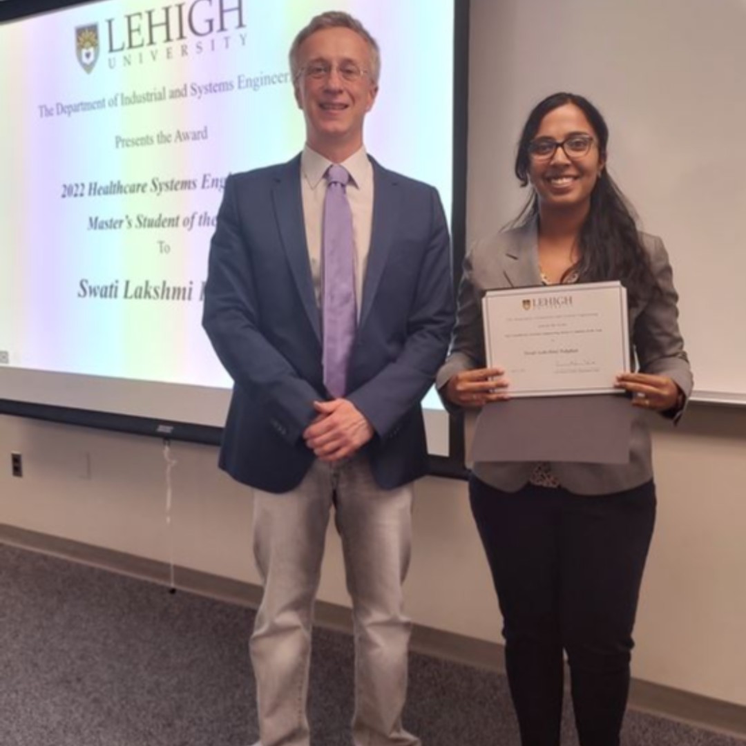 LehighHSE's tweet photo. Congratulations to the HSE Master's student of the Year, Ms. Swati Palghat! https://t.co/zwR2rRaDgZ