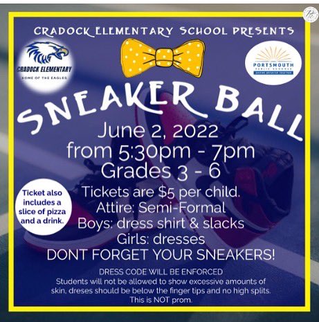CradockES's tweet photo. CRES 2022 Fairytale Ball and Sneaker Ball information. @JolleyLa @EducatorKYoung https://t.co/GGlpSKbkgn