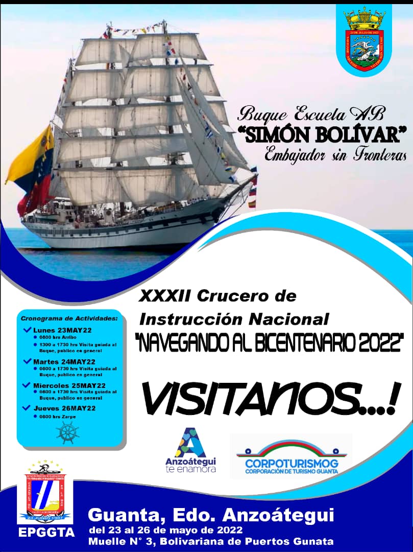 #Anzoátegui recibe con orgullo al Buque Escuela Simón Bolívar, nuestro embajador sin fronteras estará 3 días en las costas de #Guanta 

#AnzoáteguiTeEnamora