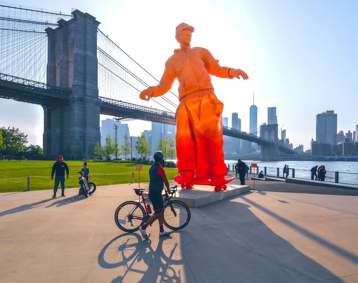 Louis Vuitton x Nike Air Force 1 Skateboarder Sculpture by Virgil Abloh in  Brooklyn Bridge Park 