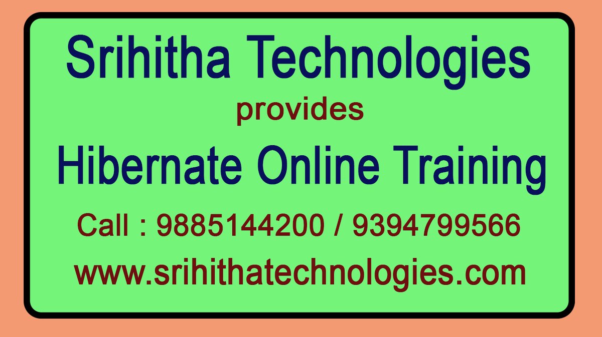 srihitha1231's tweet image. Hibernate Online Training in India
We provide Hibernate Online Training in India, contact : 9885144200 / 9394799566. 
srihithatechnologies.com/hibernate-onli…
#hibernate,#hibernateTraining, #OnlinehibernateTraining, #hibernateonlinetraining, #onlinetraining #hibernatecourse