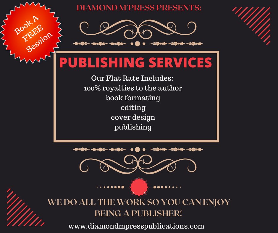 DMPLit's tweet image. We offer #publishingservices. Are you #writing a #book? Come publish with DMP. You keep 100% of the #royalties. We #format the book #edit the book and #publish the book. Get details! diamondmpresspublications.com/publishingserv…