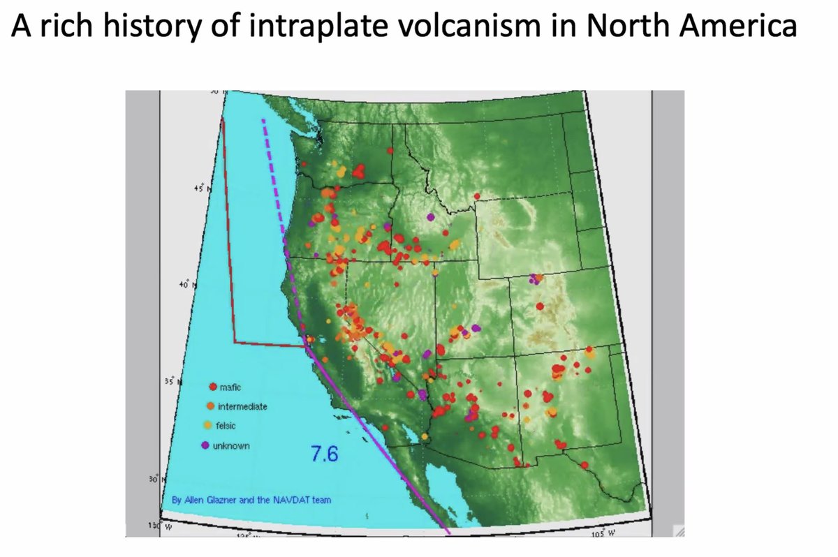 CarnegiePlanets's tweet photo. Next up in today's #RickFest lineup is Maureen Long, presenting, "Geophysical Constraints on the Mechanisms of Intraplate Volcanism, from the High Lava Plains to Eastern North America."
"We have a rich history of intraplate volcanism in North America." https://t.co/HXPqbMeGrD