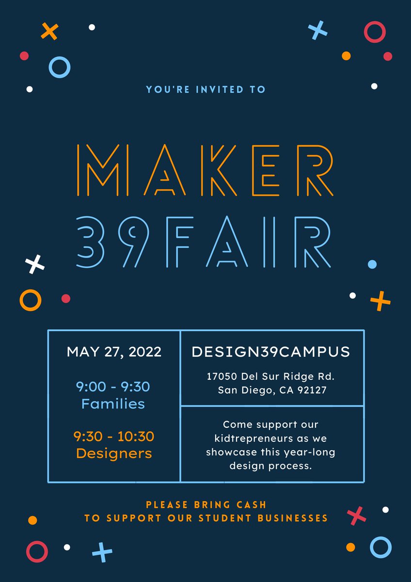 We have over 75 student-run businesses this year at #Maker39. Join us on May 27th. @design39campus <a href="/PowayUnified/">Poway Unified</a> #d39c #pbl