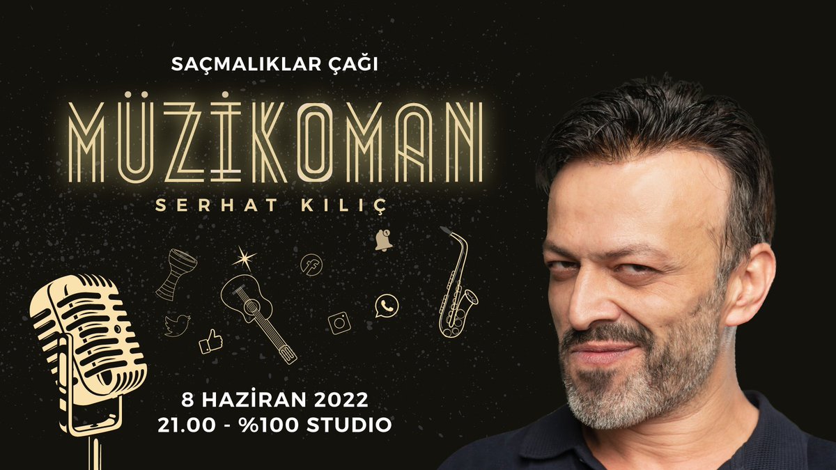 Oyuncu Serhat Kılıç’ın tek kişilik müzikli gösterisi “Müzikoman - Saçmalıklar Çağı” 8 Haziran'da %100 Studio'da! Yaşadığımız çağın giderek amorflaşan insanını müzik üzerinden okuyan oyun, İzleyicinin katılımıyla hesapta olmayanlara da açık hale geliyor. 
Biletler Passo'da!