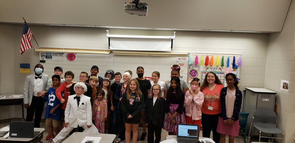 MrsFakhoury's tweet photo. Today we celebrated the hard work of our 4th graders as they presented their Famous Hoosier projects. They did an incredible job! @college_wood https://t.co/vV18UN9oAn