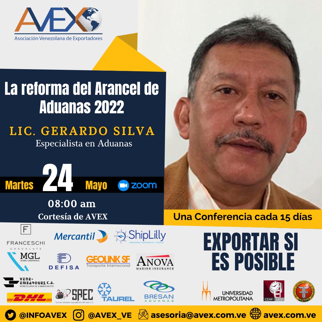 El Ciclo de Conferencias de @InfoAvex 🚛Exportar si es posible ✈continúa este #24May con Gerardo Silva hablando de "La Reforma del Arancel de Aduanas 2022".
Recuerda inscribirte aquí 👉 bit.ly/3sCunRl