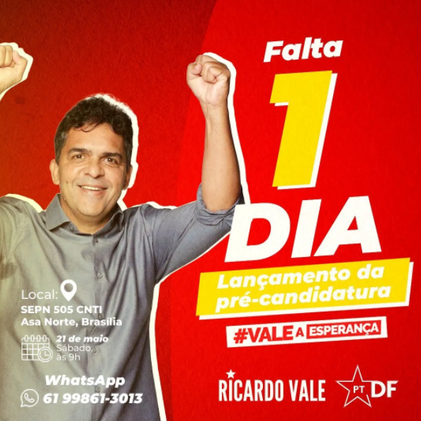 ricardovaledf's tweet image. Amanhã é o grande dia do Lançamento da nossa Pré-candidatura.

Gostaria de te convidar para estar conosco.

#valeaeaperanca
#valealuta