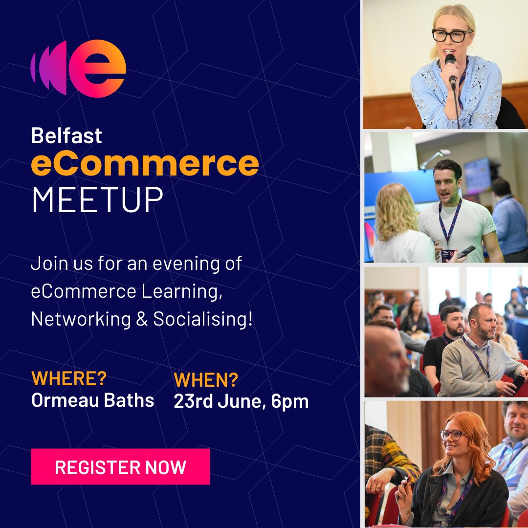 eComm_Live's tweet photo. The Belfast eCommerce MeetUp is back! 🤝

Join us at Ormeau Baths on Thursday 23rd June from 6-8.30pm for an evening of eCommerce learning, networking &amp; socialising!

Find out more and register ➡️ https://t.co/82yL7mlQJK

#eCommerce #Event #Belfast #eCommMeetUp https://t.co/kQeXynUsDZ