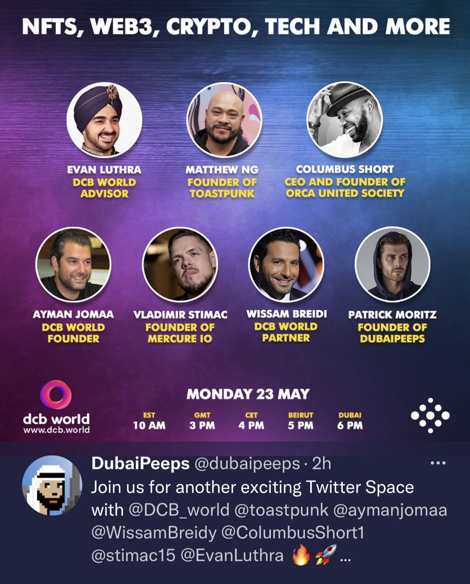 ColumbusShort1's tweet photo. Connect with me now by clicking link below…secure your spot now for Monday May 23rd Meta Panel with the top leaders in the NFT, Crypto and WEB3 space…see you there! @UnitedOrca @samah_srour @toastpunk @Maketheworld123 @NFTherder @OrcaShort @CarlyY2K 🐳

https://t.co/AS82MKqA3p https://t.co/2riSWwVLFX