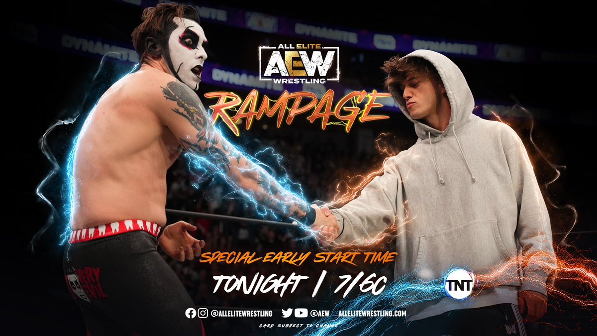Remember to watch @730hook electrocute Danhausen EARLY tonight on #AEWRampage 

(7pm EST on the TNT network)