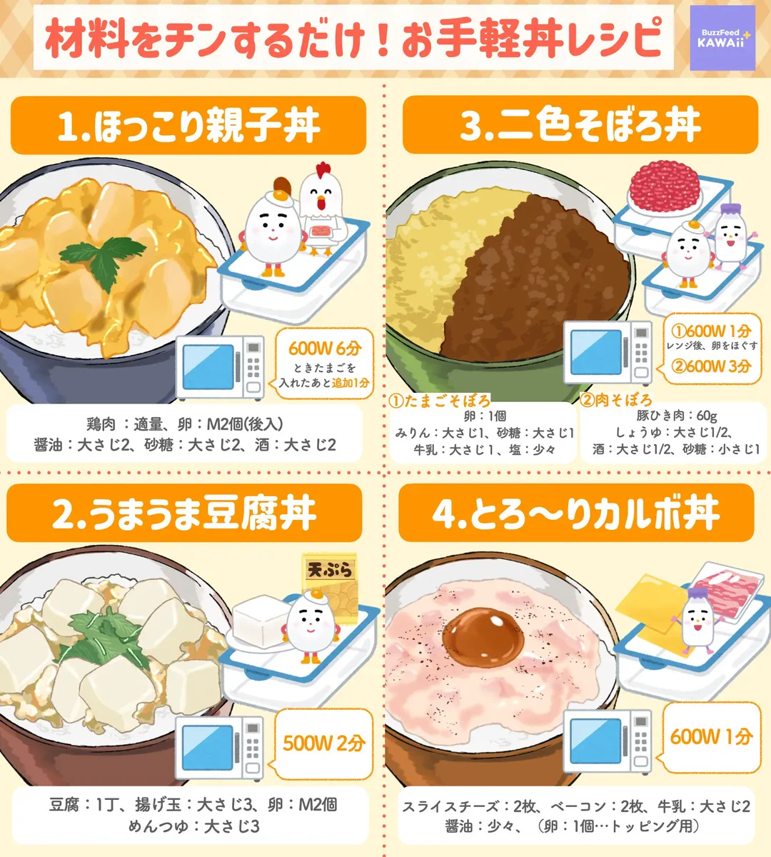材料をタッパーに入れたら後は電子レンジで加熱するだけ？！とってもお手軽な「丼もの」レシピ8選！