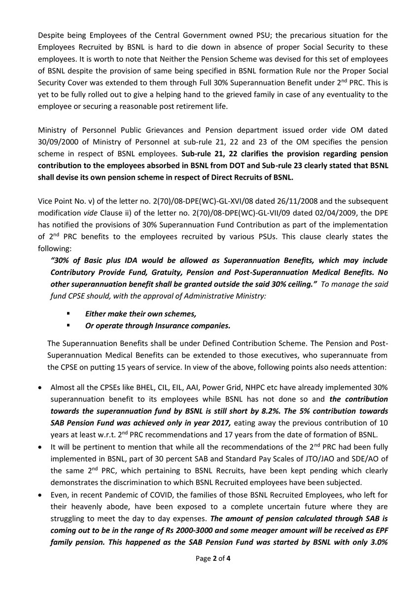 aigetoachq's tweet photo. @MdWasiAhmad5 served a Call Attention Program to the @CMDBSNL to extend Full 30% Superannuation Benefits w.e.f. 01.01.2007, Compensatory Ground Appointment (CGA) and immediate monetary relief to families of the deceased BSNL Recruited employees.
@DoT_India https://t.co/uRbw87pOk1