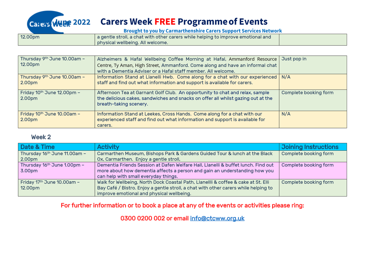 📢2 weeks today it's <a href="/carersweek/">Carers Week</a> please see our posters below with a full itinerary, all booking details on the poster #UnpaidCarers #carersweek2022