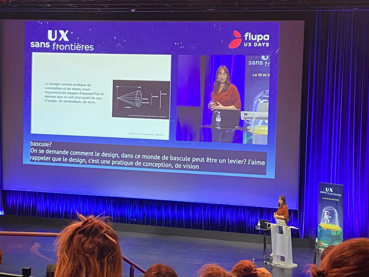 Flupa's tweet photo. [#UXDays 2022] Comment à mon échelle, je peux agir dans cette étape de bascule? 
@mellie_la_roque 
#UXDays #UXevent #UXdesign #UX #ethicdesign https://t.co/5ODLAky3HL