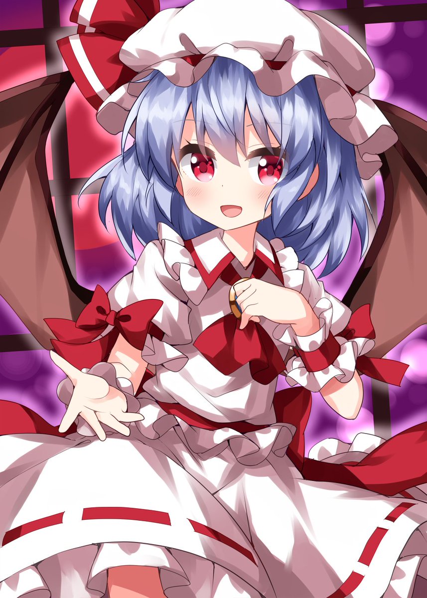 remilia scarlet 1girl solo hat wings bat wings mob cap red eyes  illustration images