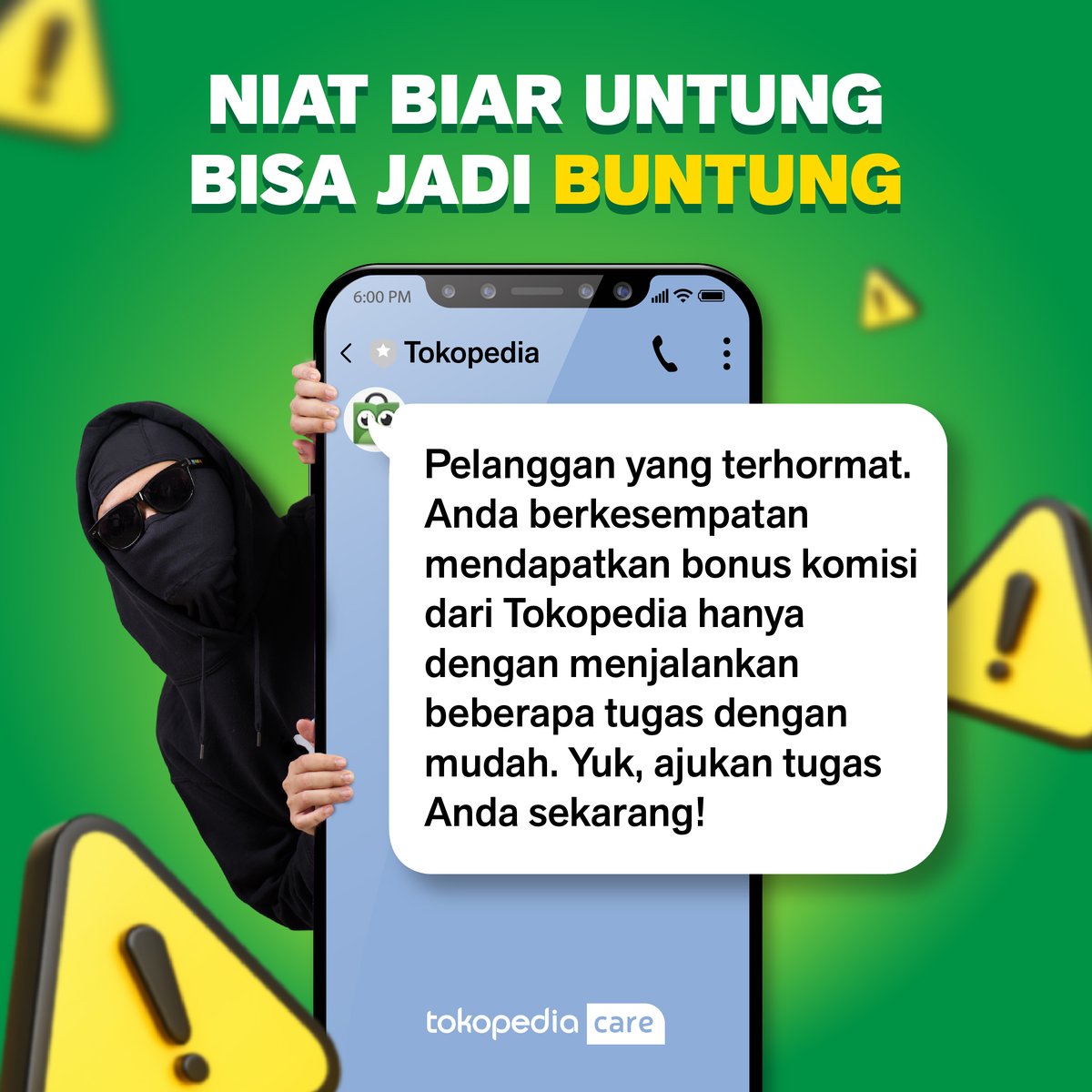 TokopediaCare's tweet image. ⚠️Pernah dapat tawaran seperti ini?⚠️

Bisa jadi itu modus baru penipuan, yuk simak lagi tips #InfoKeamananTokopediaCare di thread ini🧵