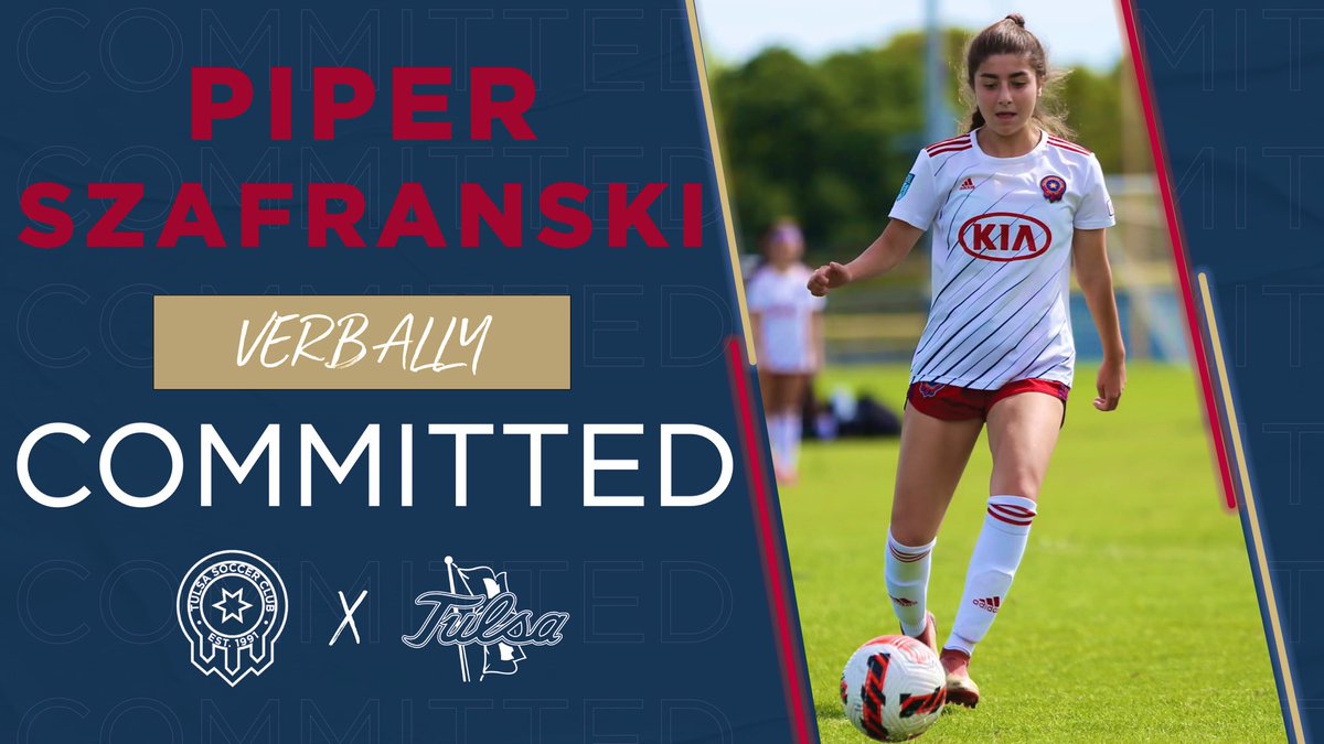 TulsaSC's tweet photo. 𝑪𝑶𝑴𝑴𝑰𝑻𝑻𝑬𝑫 🌀

Congratulations to @TulsaSC0304ECNL player Piper Szafranski on verbally committing to continue her academic and soccer career at @TulsaWSoccer ‼️

We are excited for you and this opportunity, and can’t wait to watch you play at the next level 👊

#TulsaSC https://t.co/Gu9MElk7iS