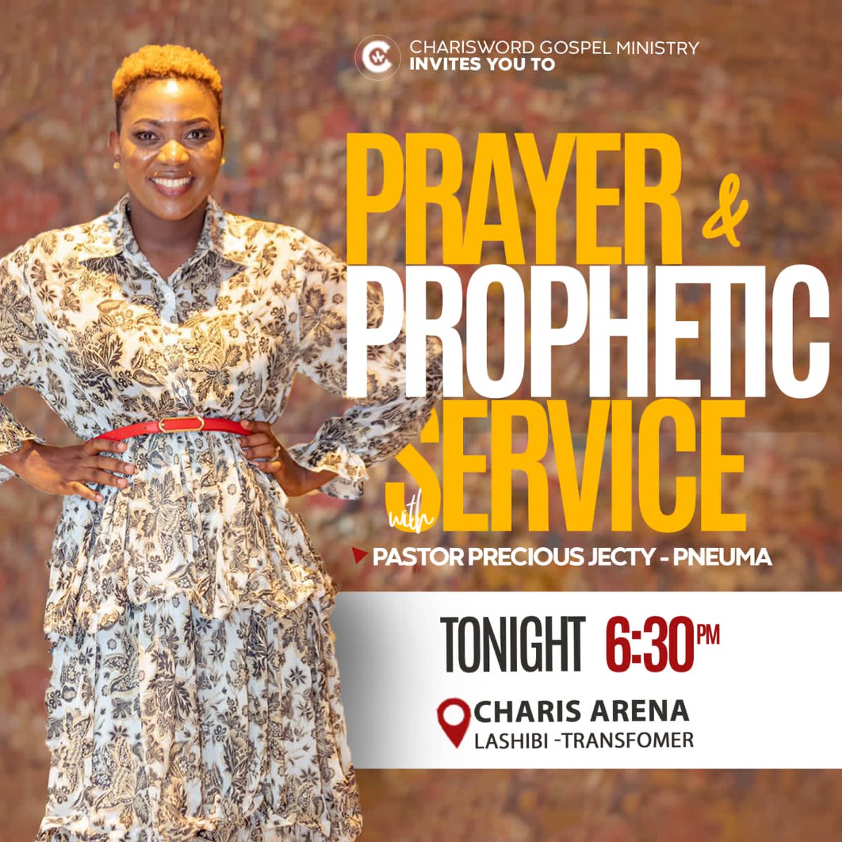 ChariswordM's tweet photo. Tonight we receive the prophetic ministration of Our Highly Esteemed Pastor Precious Jecty Pneuma - Prayer and Prophetic Service at 6:30pm.
Come with a soul!
#MarvelousHelp #PrayerAndProphecy #PastorPrecious https://t.co/PacQTN5dAj