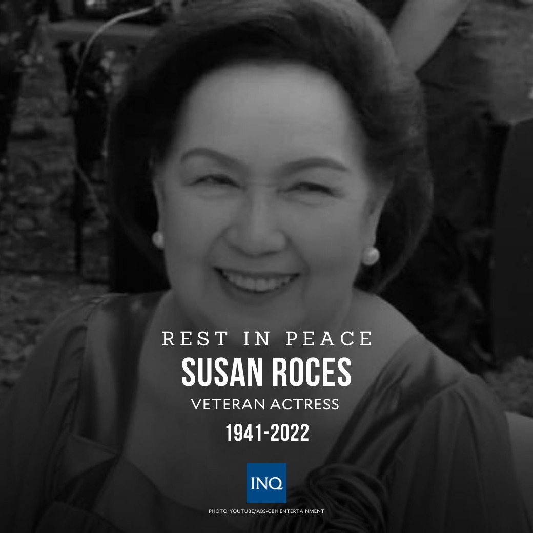 REST IN PEACE. Veteran actress Susan Roces has passed away, according to columnist Ogie Diaz. She was 80 years old.