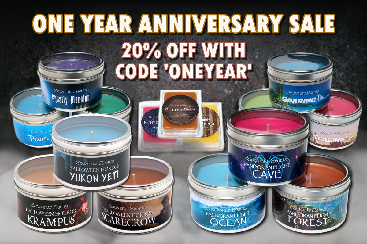 🎉 We’re celebrating our first anniversary with 20% off all candles and wax melts. Use promo code ONEYEAR before end of this weekend! souvenirscents.com/discount/ONEYE…