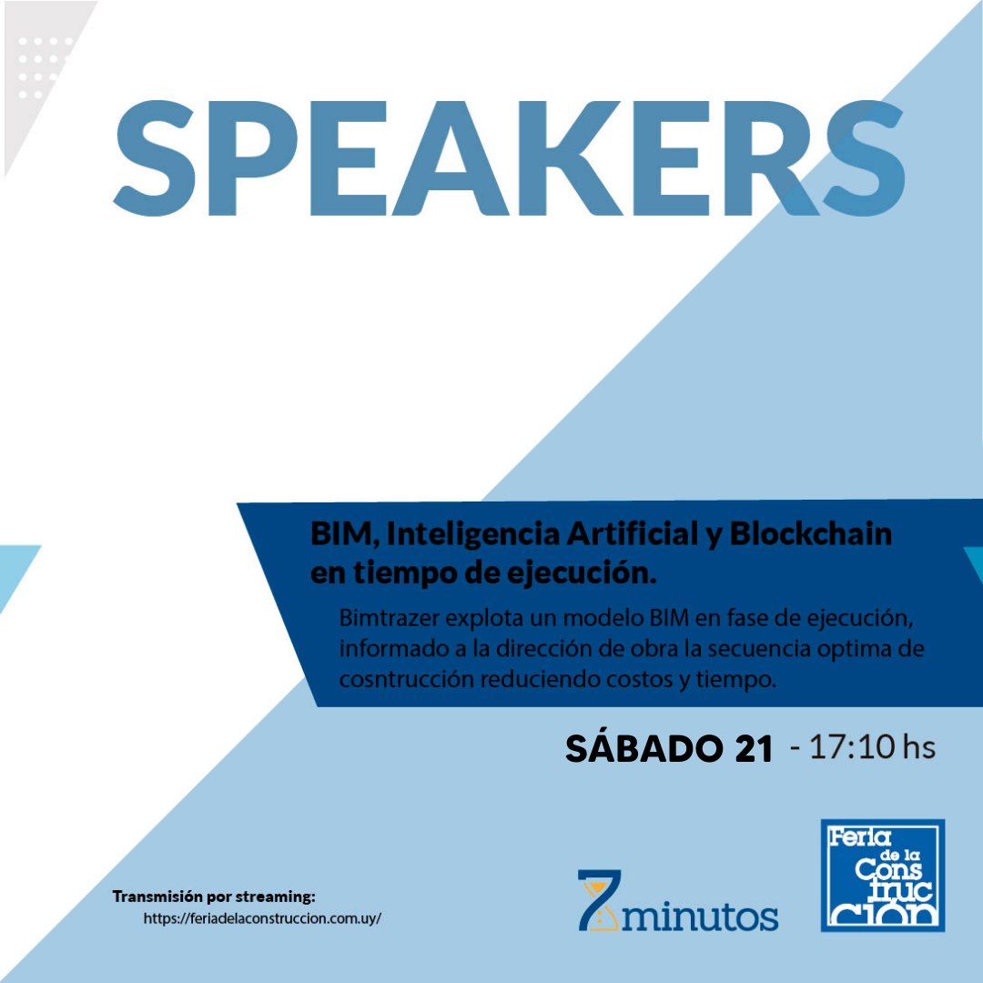 𝗛𝗼𝘆 𝘃𝗶𝗲𝗿𝗻𝗲𝘀 𝗮 𝗹𝗮𝘀 𝟭𝟳:𝟭𝟬 𝗵𝘀, no te pierdas nuestra participación en la Feria de la Construcción. 
Puedes verlo en vivo por feriadelaconstruccion.com.uy
 
#bimtrazer #BIM #SB2 #AI #blockchain #feriadelacontruccion #uruguay2022