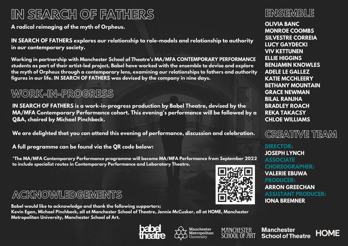 Of course, a HUGE THANKS go to the wonderful ensemble who have made incredible work in just nine days!

We can't wait to see what else they do before and after they graduate - what a talented bunch.

#INSEARCHOFFATHERS
