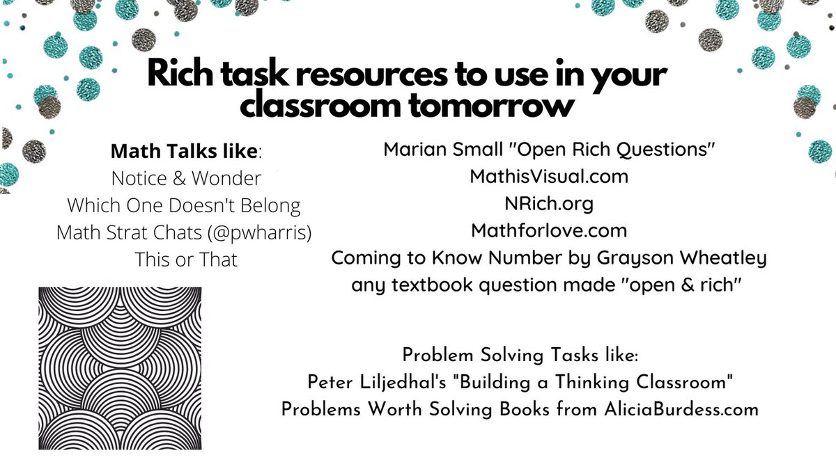 rochellemcd76's tweet photo. It's PD day today @GPCSD & we continue to talk about building RICH tasks for Ss. Want to find out where to get a RICH task for your Ss? Look at the list below for some great places to start! #buildingthinkers #getthemthinking https://t.co/fj9wz3To6g