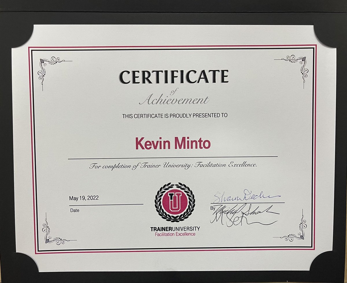 TrainWithMinto's tweet photo. So excited to be certified through Trainer University! I have the amazing Senior Training Team to thank for all of their support and guidance! Time to start making a large impact locally! #TrainerMentorProgram #TrainerUniversity #WeBleedMagenta https://t.co/3ev58L2hWt
