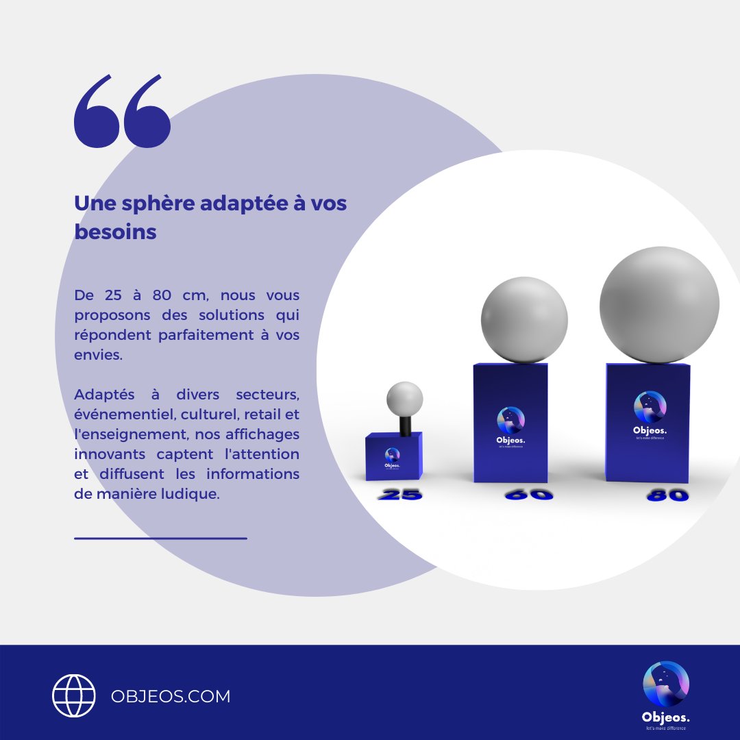 objeos's tweet image. Pour tout type de projet, trouvez la sphère qui correspond à votre budget, votre espace et vos envies !

#display #sphericaldisplay #affichageinnovant #innovation #technology #event #retail #museum #education #edtech