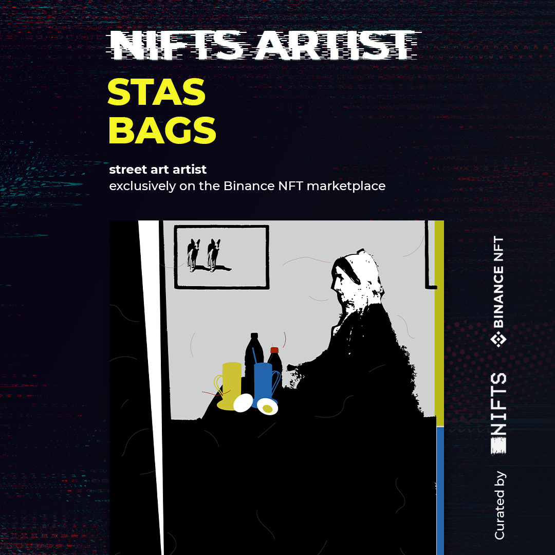 nifts_official's tweet photo. ▪Street art artist #StasBags exclusively on the Binance NFT marketplace 
@binancerussian @binance @TheBinanceNFT

#MakeNFTnotWar
#nifts #niftsofficial #nft #nftart https://t.co/5zWSkD8VX5