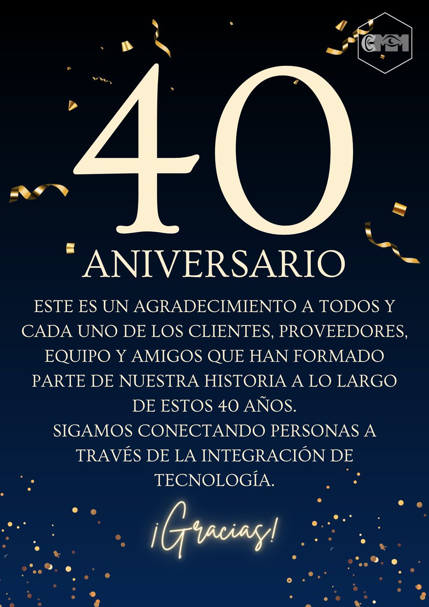 GRUPO_CMM's tweet photo. #40Aniversario | Hoy celebramos 40 años de historia, 40 años de miles de proyectos y casos de éxito, 40 años continuando con los ideales, valores y objetivos que nuestros fundador nos enseñó e hizo parte del diferenciador de la empresa.

#GrupoCMM #Aniversrio https://t.co/osfoAbfku4