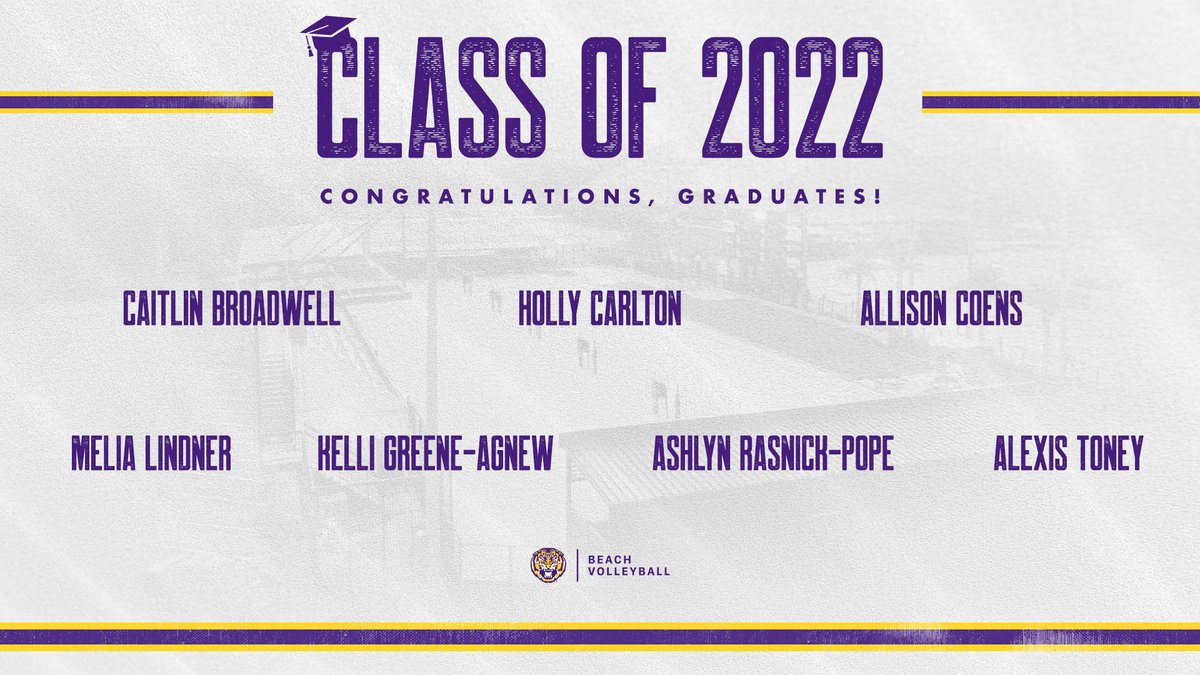 LSUBeachVB's tweet photo. Congratulations to our seven who will earn LSU Degrees in the Class of 2022 🎓

📄 https://t.co/OxUI7VU1Eh https://t.co/m4aXc2w7HD