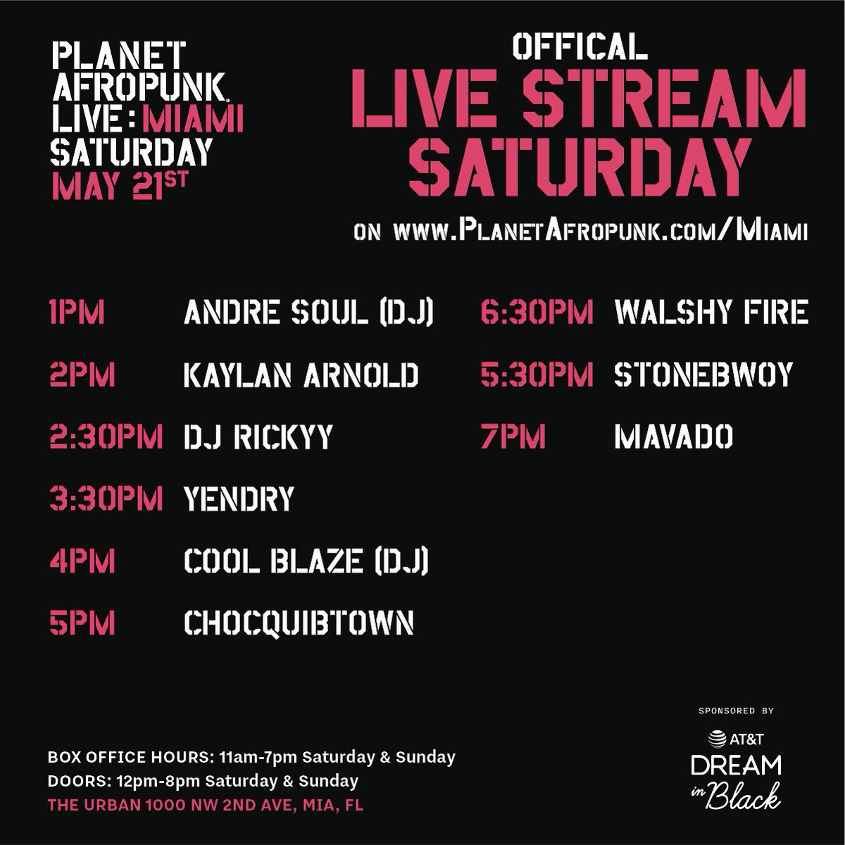 afropunk's tweet photo. SET TIMES. #AFROPUNKMIAMI 🪩🪩

Who are you excited to see?!

Doors open from 12 PM-8PM! 🪩💫 https://t.co/0zOv3iDjkf
