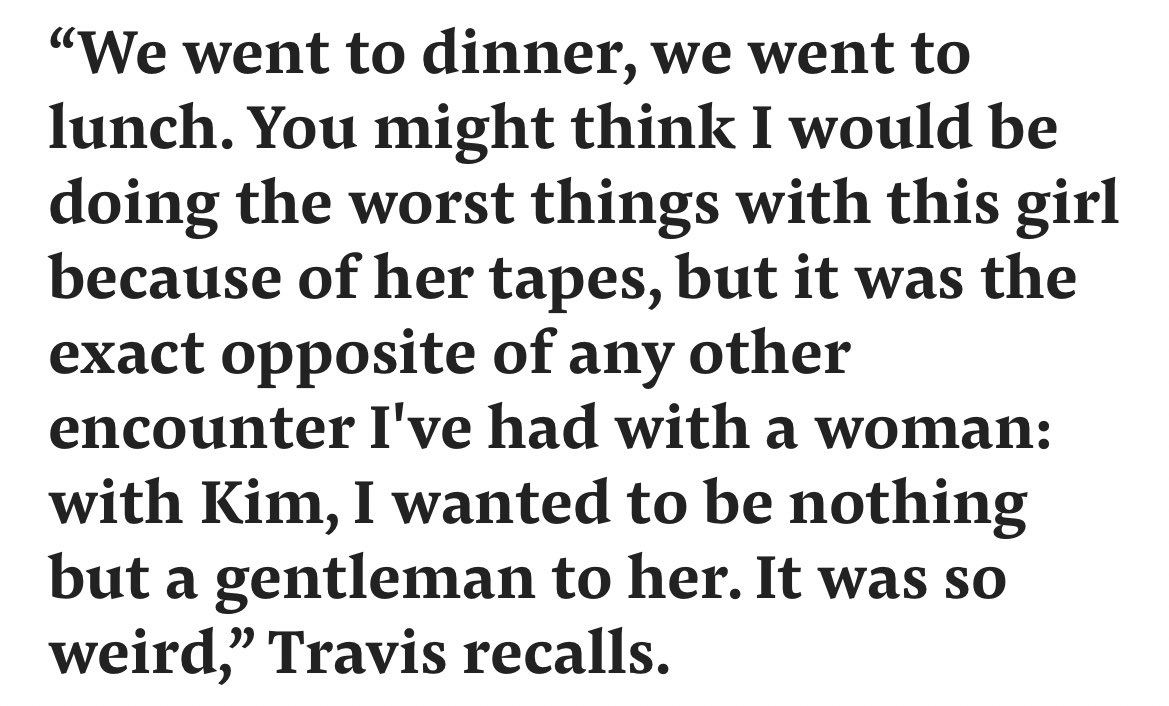 ChelseyJae's tweet photo. Weird he says.. 
Travis is v weird 🫠🫠 Travis writing about Kim in his book years ago was weird and he thinks wanting to be a gentleman’s to her after her sex tape is weird. https://t.co/sYh9M2OF4J
