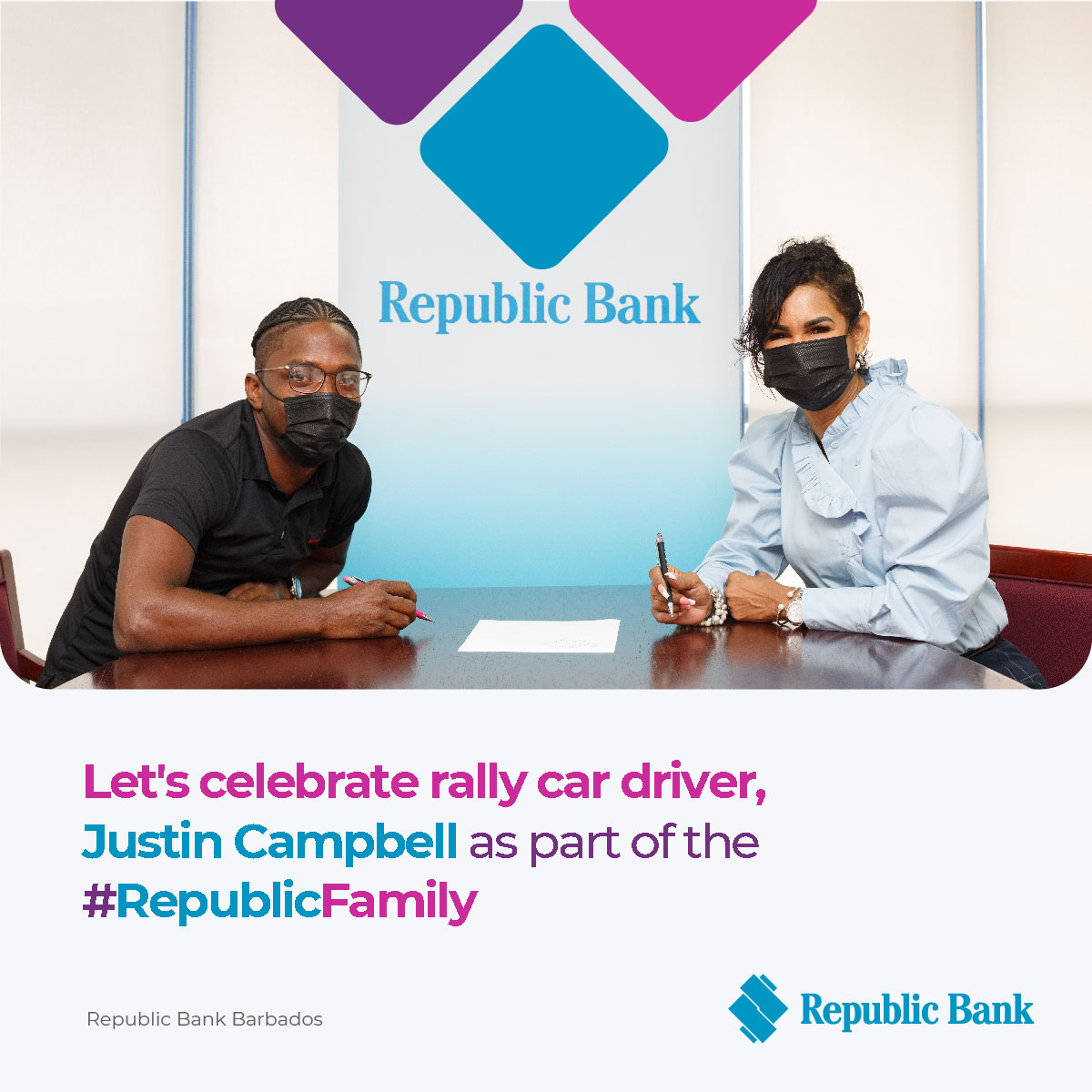 Rally car driver, Justin Campbell extends his partnership with Republic Bank as our Brand Advocate! Get ready for #RallyBarbados, and stay tuned to see all the other awesome initiatives, events, and causes Justin will join with us for this year!