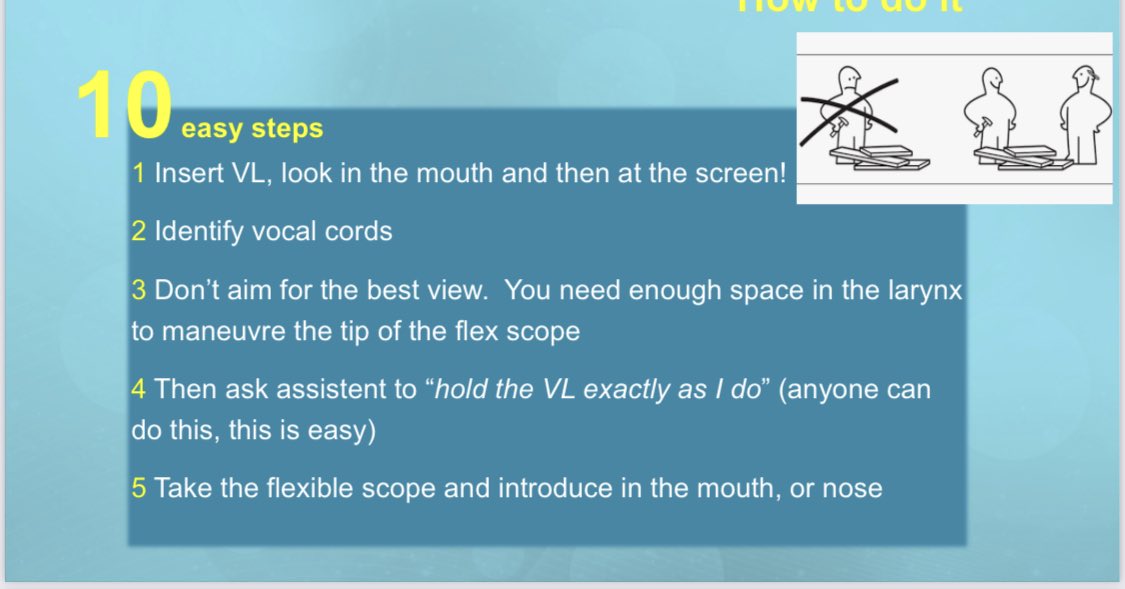 AirwayMxAcademy's tweet photo. ☑️Hybrid intubation: we need a definition, most often meant videolaryngoscopy assisted flexible intubation. Ten tips to make the procedure simple and effective. Some indications. Do not forget to practise thr steps in a manikin #simuvad @jducanto @stateless79 @NicholasChrimes https://t.co/xHfWcKpyUp