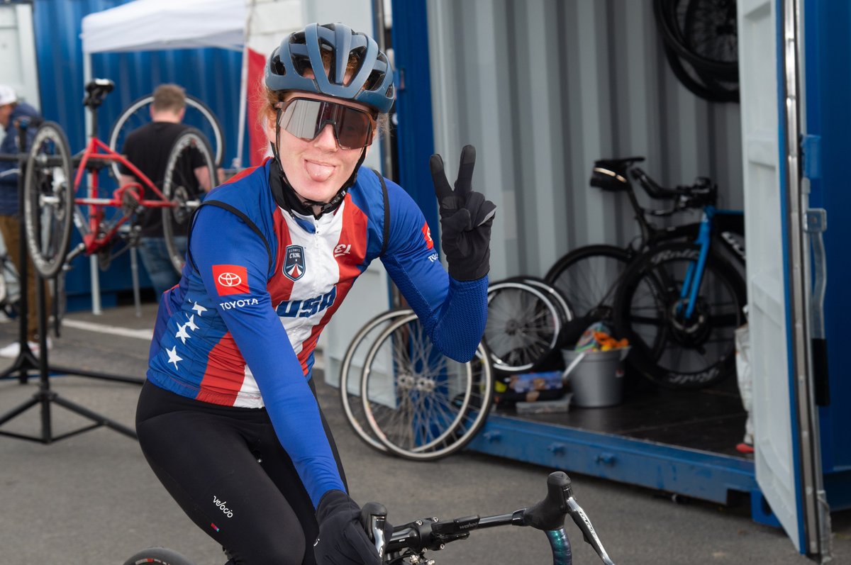 clara brown poses with her tongue out at the camera during training in ostend