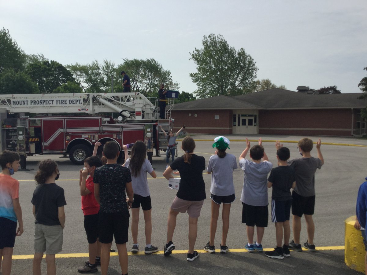 Did it crack? Teams of 5th graders dropped eggs today to see if their project could withstand the fall and keep the egg safe. Special thanks to Miss Picciola for braving the height and to the <a href="/MountProspectFD/">Mount Prospect Fire</a> for being awesome!